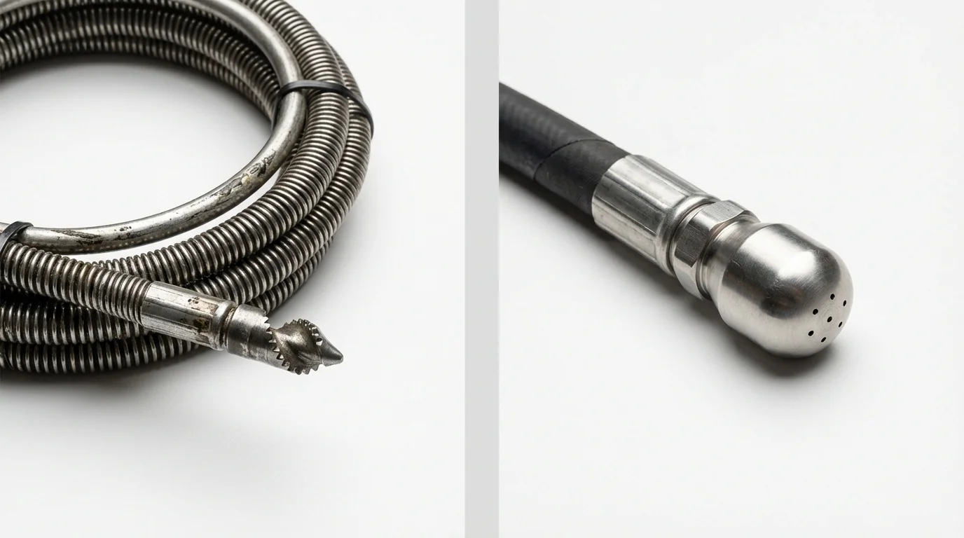 Drain snake cable and hydro jetting nozzle used for drain cleaning in Accomac, VA