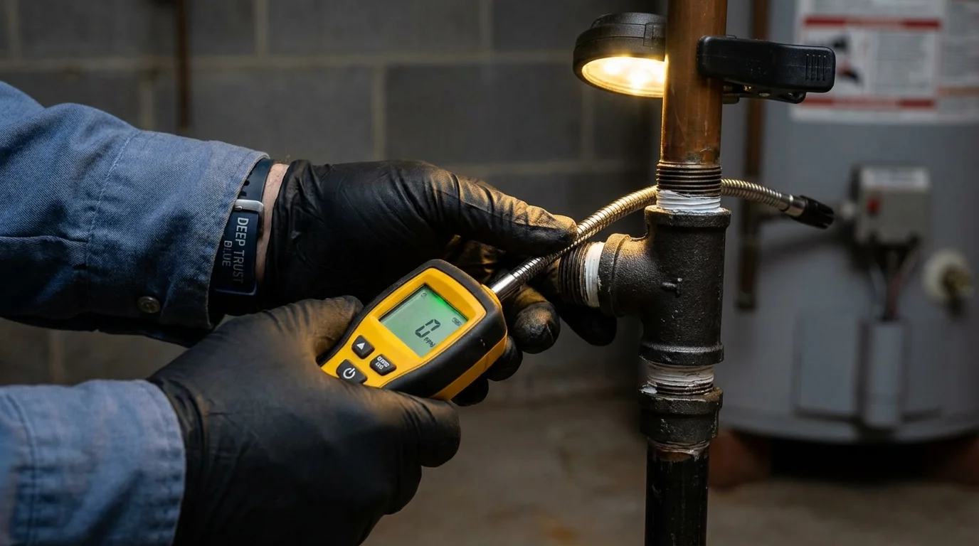 Gas leak detection with electronic sniffer by Johns Plumbing LLC in Accomac